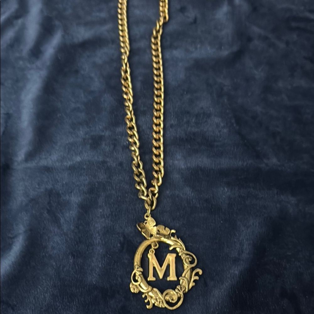 Gold Initial 'M' Pendant Necklace